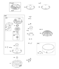 Rewind Starter, Flywheel, Rotating/Debris Screen Diagram and Parts List for 305777-0132-B5 200000 - 399999 Briggs and Stratton Engine